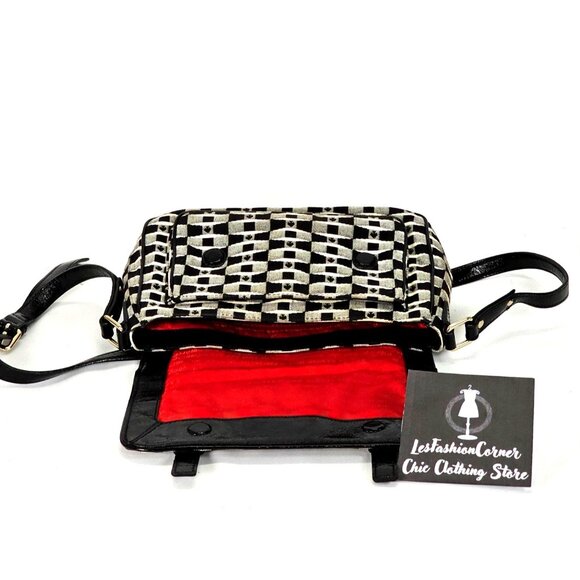 Kate Spade Women's Black White Fabric Essex Scout Purse Messenger Small 1875 - Picture 7 of 11
